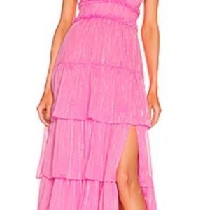 Elegant Pink Tiered Maxi Dress